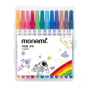 모나미 슈퍼사인펜 12색 슈퍼 싸인펜 줄무늬 수성마카 사인펜