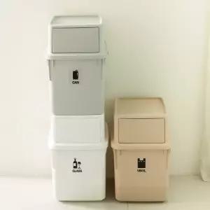 [방향방충거치대 포함] 국내생산 내츄럴 분리수거함 35L 60L 재활용분리수거함 2단