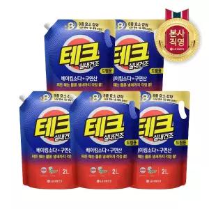 테크 베이킹소다+구연산 실내건조 액체세제 리필 2L 드럼 x 5개