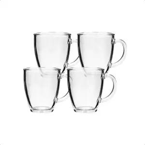 퓨전머그 4P 375ml 유리잔 물잔 투명컵 머그잔 세트