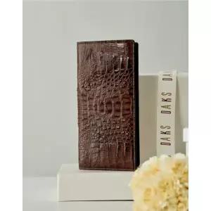[롯데백화점]닥스 액세서리 [선물포장/쇼핑백동봉][CAIMAN]브라운 악어가죽 장지갑 DBWA3F716