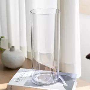 PET 원형 원통 긴 화병 실린더 12x30cm 조화 전용 꽃병 투명 플라스틱 인테리어 장식 소품 오브제 수경재배