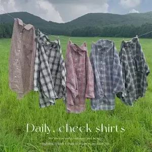 핫핑 [베스트셀러/간절기템] 소프트밀키 오버핏 포켓 체크 긴팔셔츠