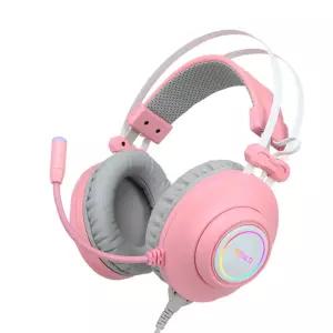 앱코 N550 가상 7.1 노이즈 캔슬링 마이크 초경량 게이밍 헤드셋 N 핑크