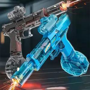 전동 물총 LED 라이트 불꽃 고속 연발 자동 일렉트릭 고압 워터건 연속 사격 샷건 수영장 물권총 물놀이