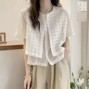 [키첼] 루이타 펀칭 반팔 블라우스