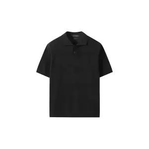 [커스텀멜로우](강남점) 블랙 스트라이프 텍스처 카라 스웨터 CWWAM25411BKX