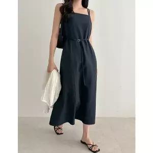 [공구우먼] 로에나 린넨 벨티드 나시 롱 원피스 87223 빅사이즈 여성의류