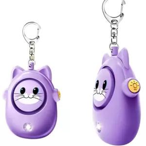 130dB 고양이 호신용경보기 여성 초등학생 밤길 방범 키링 LED 라이트