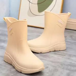 여성 예쁜 파스텔 색상 장마철 소프트 미들 레인 부츠 빅사이즈 숏 260 패션 여자 롱 우먼 슈즈 장화