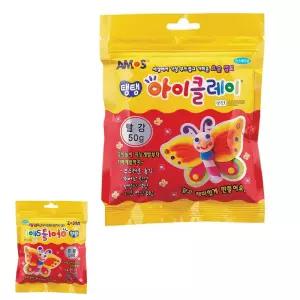 아모스 미술 도우 빨강 촉감 50g 클레이놀이 아이 요술점토 파우치x2개