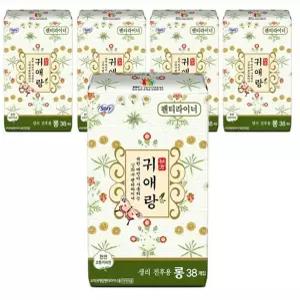 쏘피생리대 귀애랑 팬티라이너 롱 38개입 5개 생리대 대형 서치