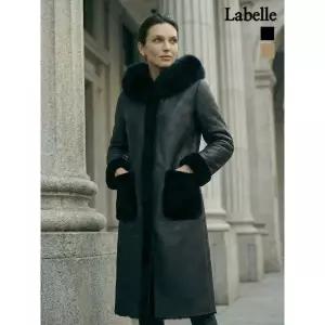 라벨르by신영모피 사가폭스 후드 리버시블 무스탕 707903