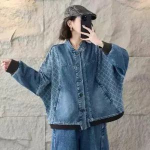 블랙 청 여성용 캐주얼 빈티지 재킷 봄가을 차이나 빅사이즈 톱 코트 OP3