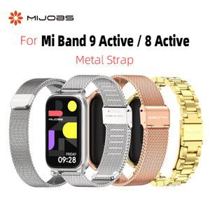 샤오미 스마트 밴드용 메탈 스트랩, 미 밴드 9 액티브 팔찌, 8 워치 밴드, 스테인레스 스틸 스트랩