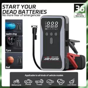 신형 30000mAh 차량 점프 스타터 파워 뱅크 휴대용 150PSI 에어 펌프 배터리 비상 부스터 12V 시동 장치