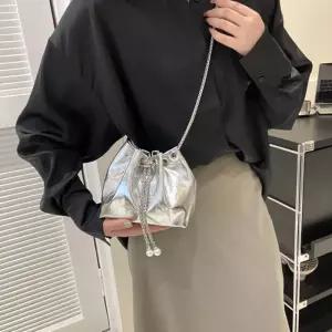 유광 귀여운 반짝이 체인 미니 복조리 버킷백 가방 JZw9+8zJN