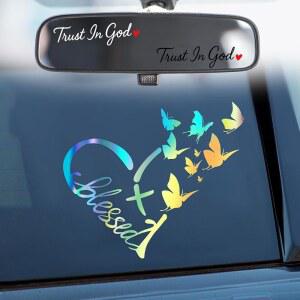 크리스천 자동차 데칼 3종, 종교용 스티커, 크로스 앤 트러스트, 자동차, 트럭, 노트북용 외장 액세서리, 백미러 윈도우 범퍼 장식, 여성용 액세서리(홀로그램)