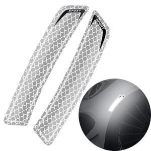 보롤리 2개 반사 사이드 마커 스티커 스포츠 테이프 유니버설 카 휠 아이브로우 자동차 SUV 픽업 트럭용 범퍼 가드 (흰색)