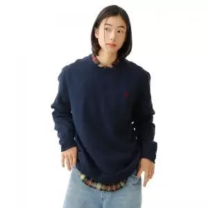 POLO RALPH LAUREN 플리스 크루넥 스웨트셔츠 - 네이비 407830