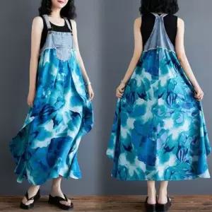 원피스 미디 데님 여름 여성패션 쉬폰 프릴 루즈핏 멜빵 DL2