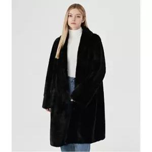 [GGPX][시즌오프] 베이직 숄 카라 버튼 포켓 밍크 퍼 롱 코트 (GODJH009D)