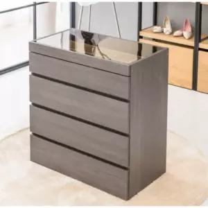 골드브라운 강화유리 아일랜드 서랍장 75cm (3색) 북유럽 시스템 드레스장