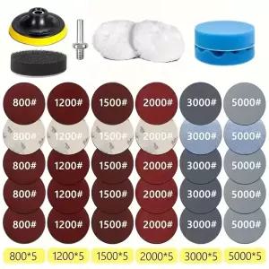 헤드라이트 수리 및 복원 키트 37개 자동차 광택 디스크 3인치 75mm 왁스 스펀지 패드와 사포