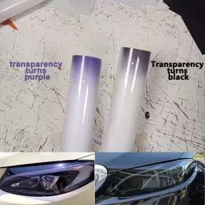 모든 자동차 조명 장식 긁힘 방지 및 보호 스티커에 적합한 검정색/보라색 TPU 광변색 헤드라이트 필름