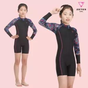 [제테스]제테스 여아동 올인원 긴팔 집업 래쉬가드수영복 G_2i967
