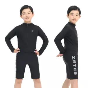 [제테스]제테스 남아 올인원 긴팔 래쉬가드 생존수영 수영복 올블랙 B_1O074