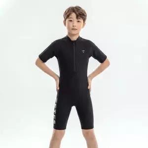 [제테스]제테스 남아동 올인원 집업 반팔 5부 래쉬가드 수영복 올블랙 B_1O064