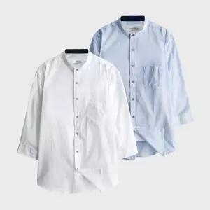 [화이트빌딩]린넨 7부 남자 여름 셔츠 헨리넥 빅사이즈 남방