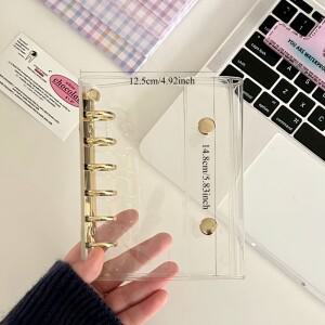 A7 더블 스냅 클리어 PVC 소프트 바인더 컬러풀 인서트 포함 스크랩북 사진 앨범 스티커 정리함 인스탁스