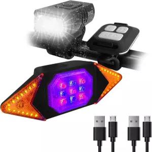 자전거 앞뒤 충전식 메이크더원 초밝은 라이트 및 세트 방향지시등 라이딩 위한 안전 손전등 경고 후방
