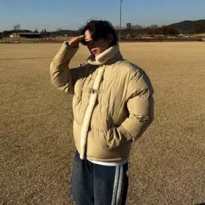 [피팅남]남자 마자라 오버핏 하이넥 양털 무스탕 패딩 점퍼