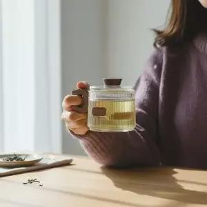 베베 디자인 원형 손잡이 내열 유리컵 홈카페 티머그잔 300ml