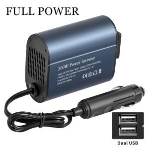 DC 12V에서 AC 220V 50HZ로 변환하는 휴대용 차량용 파워 인버터 충전기 컨버터 200W 어댑터 듀얼 USB 포트
