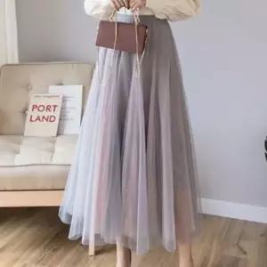 고퀄리티   D 망사 레이스 a라인 그라데이션 롱치마 밴딩스커트