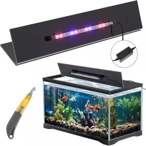 주에시카 수족관 뚜껑 아크릴 캐노피 LED 조명 포함 29 x 11.38 0.28 인치 센터 브레이스 없이 20/29/37