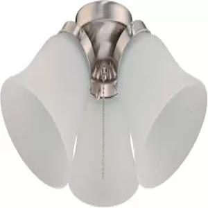 웨스팅하우스 7784900 3개 LED 클러스터 천장 선풍기 조명 키트 프로스트 리브드 유리로 브러 니켈 마감