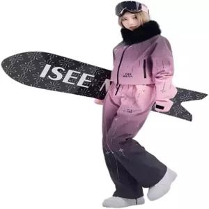 ISEE MIGGA 여성 스노우 수트 스키 재킷 및 바지 세트 방수 방풍 스노보드 겨울 스포츠 벨벳 퀼팅