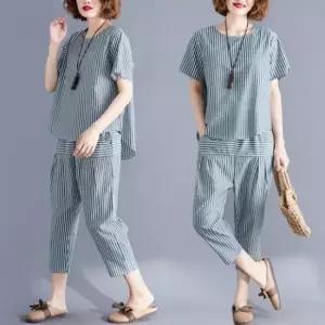 친절한탄씨 S98590 줄무늬 시원 면 마 바지투피스 원피스 여름신상투피스 여름신상원피스 마셔츠