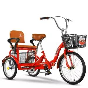 3륜 자전거 성인용 인력거 시골 장보기 노인 바구니 바이크