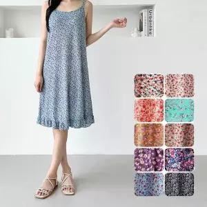 [하프클럽/]여성 여름 화려한패턴 편한 까실이 어깨 두줄 끈나시 원피스