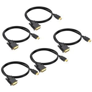 HDMI에서 DVI 케이블 3피트 5팩, 양방향 DVI-D에서 HDMI 19핀 코드 어댑터 코드 1080P 비디오 고속 호환 컴퓨터, PC, 라즈베리 파이, Roku, Xbox One, PS4 PS3, 그래픽 카드 사용 가능
