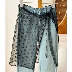 [하프클럽/]여성 힙커버 시스루 레이어드 랩스커트 1P 리본 레이스 랩업