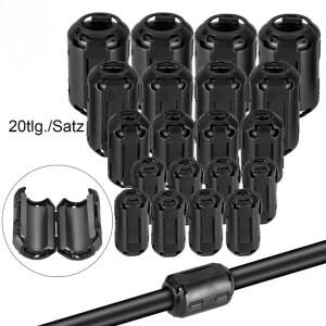 20pcs 필터 억 제기 페라이트 코어 링 클램프 키트 3.5 ~ 13M 호환m 케이블 전원 코드 용  전파 방지 토로