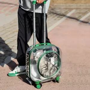 고양이투명캐리어 캐리어 애완동물 개 여행 트롤리 케이스