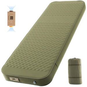 여행, 자동차, 텐트, 코트, 그린을 위한 이터오 4인치 두꺼운 셀프 팽창 수면 패드, 전기 펌프가 장착된 메모리 폼 캠핑 매트리스 9.5 R-값 단열 매트 4-시즌 패드